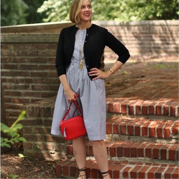 🆕️ Anne Klein Gingham Navy-White Dress. Detachable Waist Belt. NWT - Picture 2 of 12